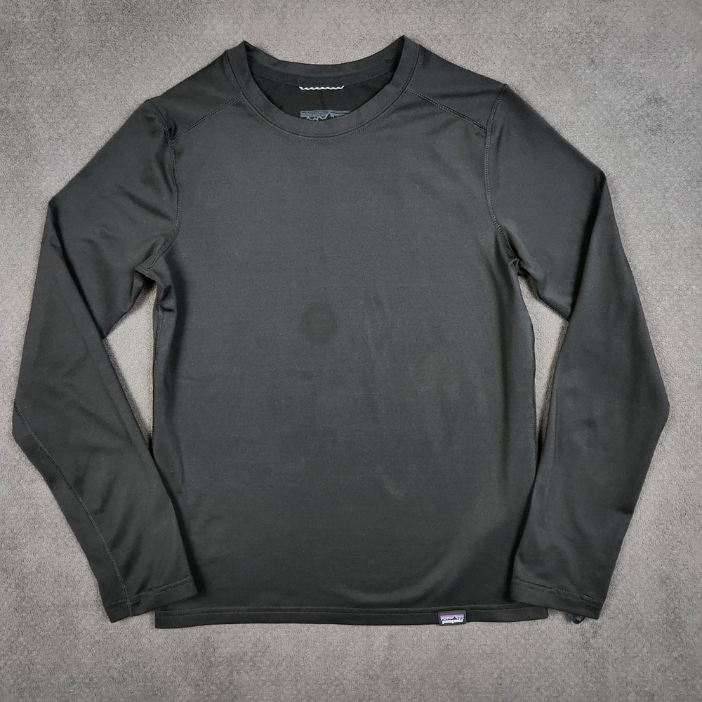 Patagonia Capilene Base Layer Shirt Kids Medium 10 Black Long Sleeve Top 64691